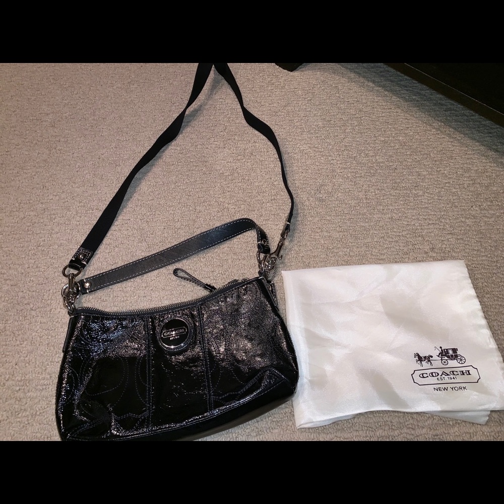 Coach Paten Leather Stitched Shoulder Bag